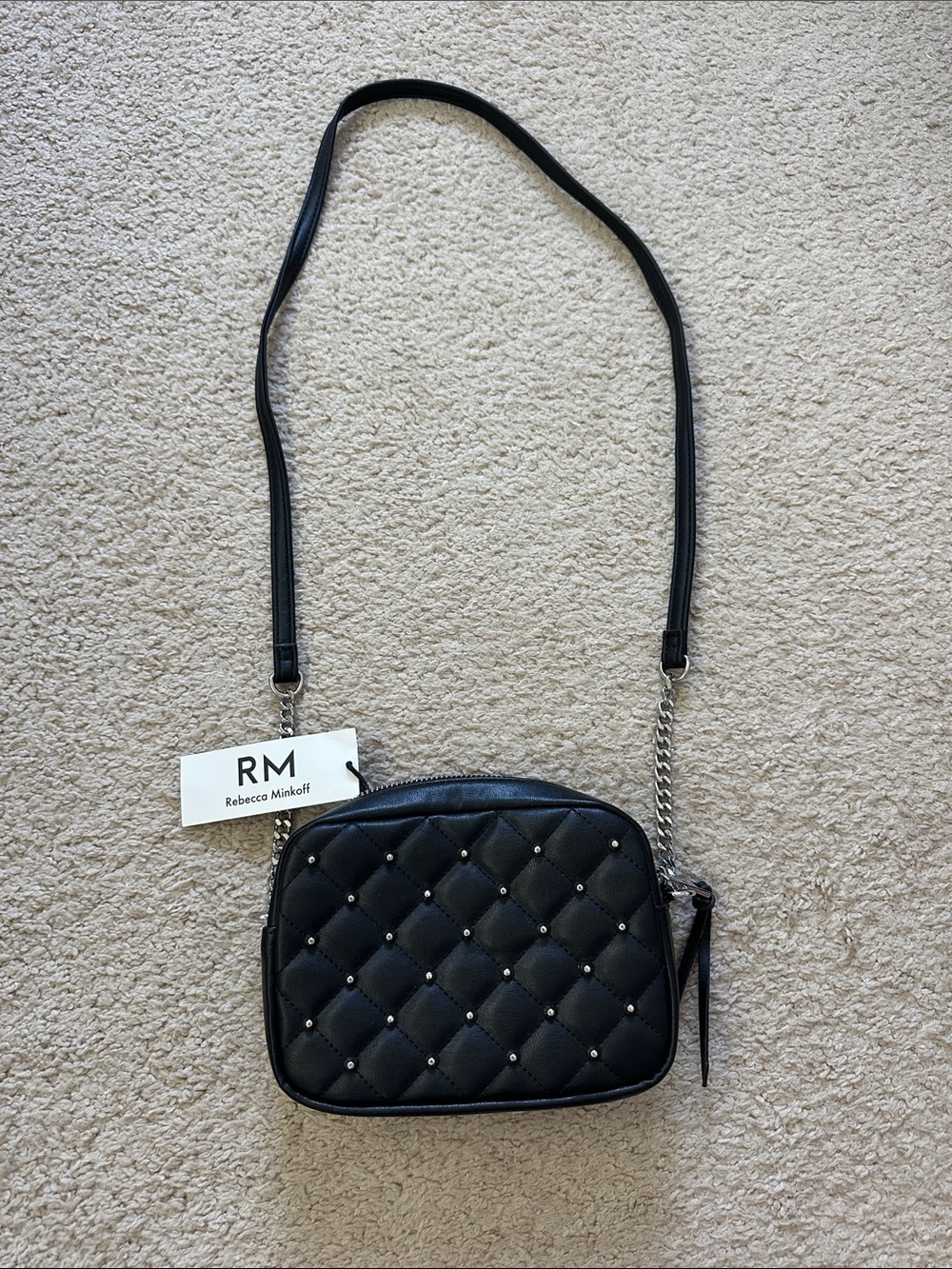 Rebecca Minkoff Black Quilted Studded Crossbody Bag